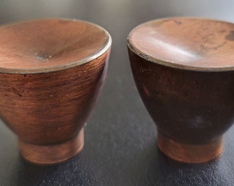 Set of 2 MCM copper tulip knobs