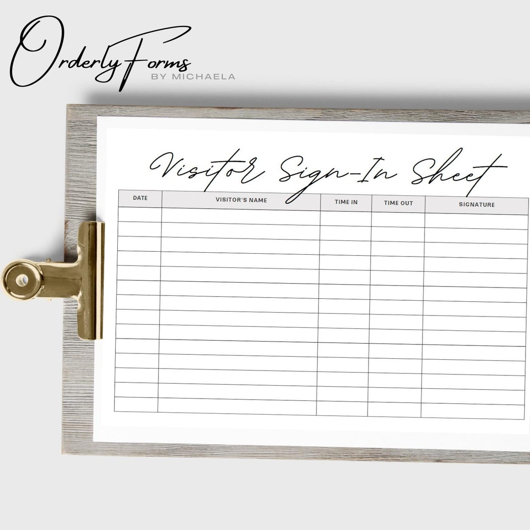 Visitor Sign-in Sheet, Receptionist, Sign-in, Visitor, Visit Log ...