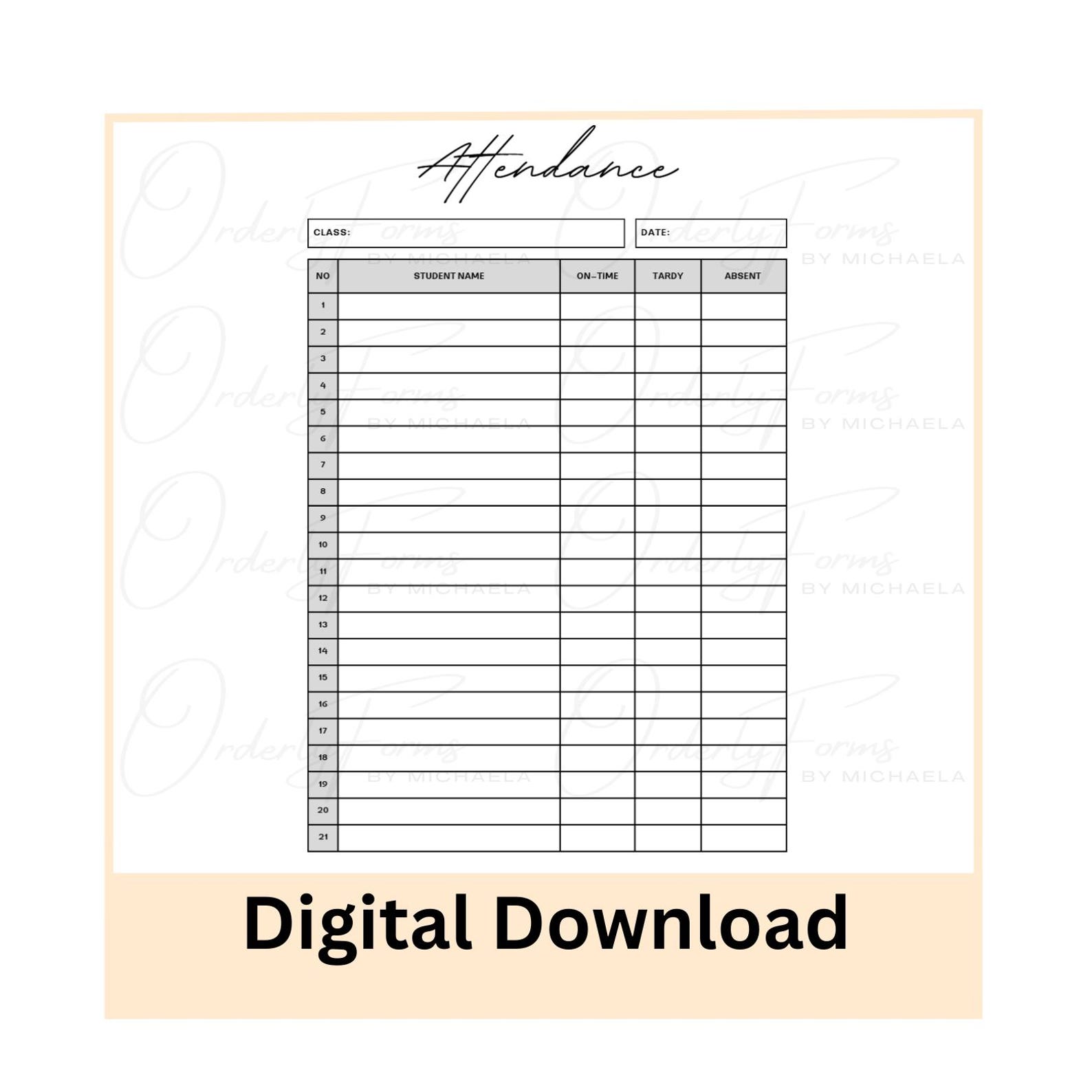 Attendance Tracker, Education Template, Classroom Tool, School ...