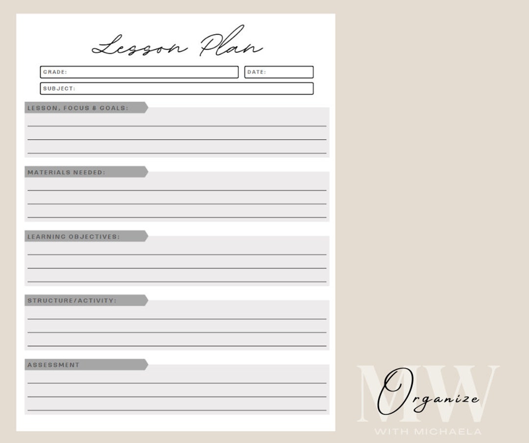 Lesson Plan digital Download - Etsy
