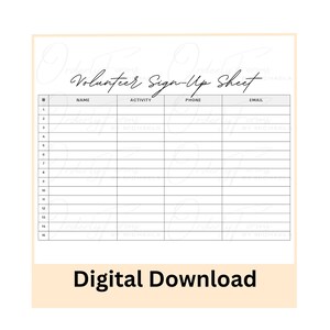 Volunteer Signup, Event Planning, Volunteer Management, Community Service, Organization Template, Sign Up Sheet, Event Organizer