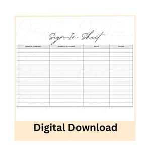 Sign In Sheet, Visitor Sign In, Guest List, Event Planner, Visitor Log, Attendance Sheet, Event Sheet, Sign In Form, Office Tools, Guest Log