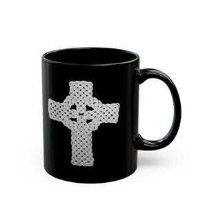 Celtic Knot Coffee Mug: Irish Gift, Black Ceramic, 11oz/15oz