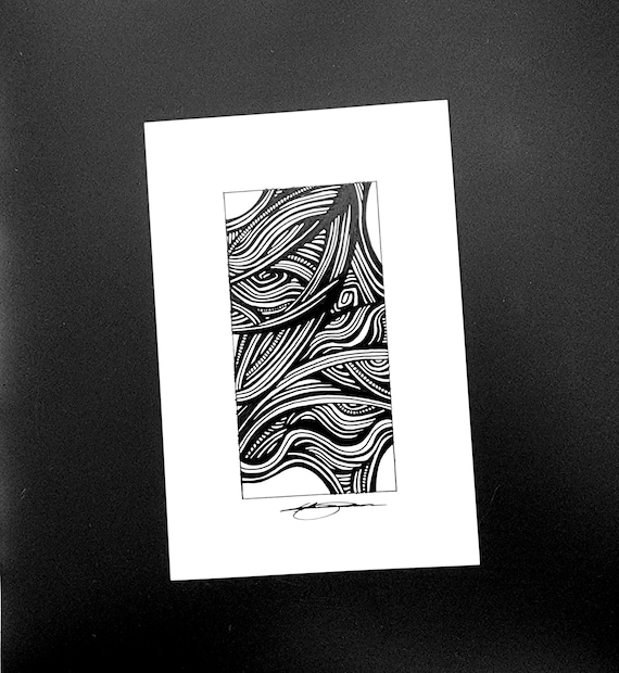 Black And White Abstract Pen Drawing