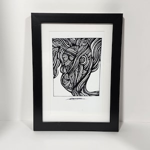 Abstract art framed black and white art tiny art original drawing abstract line drawing wall art black and white artwork drawing line art