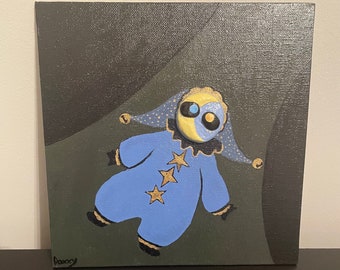 Moon Clown  - original painting, acrylic on canvas board