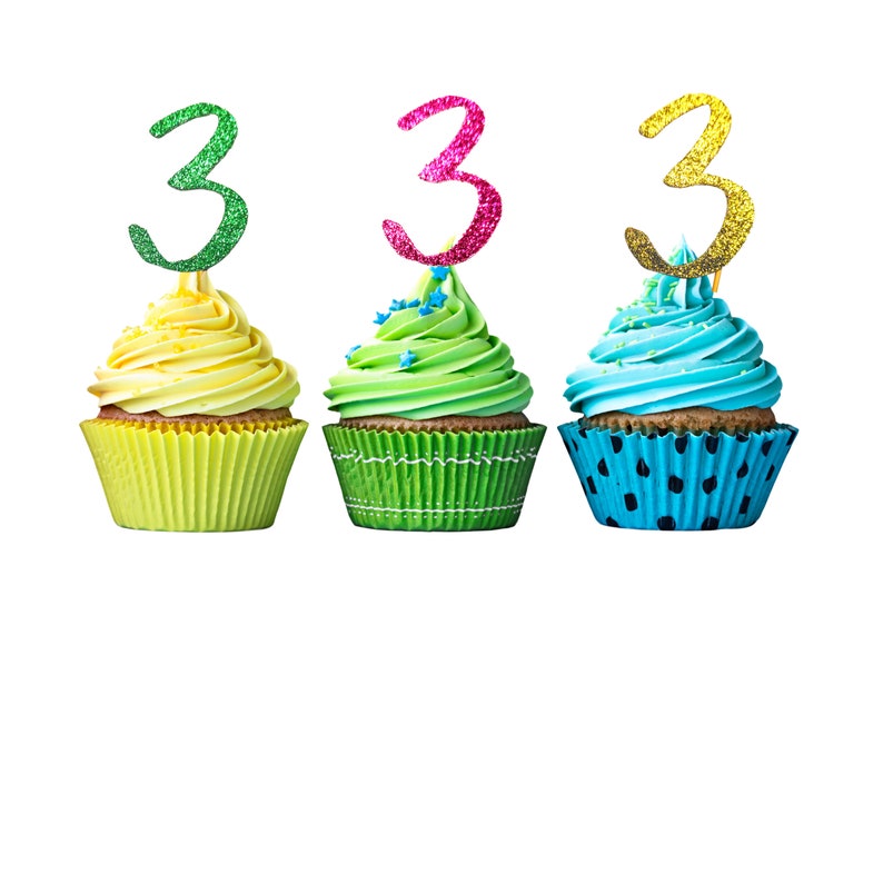 Adios to Dos Glitter Cupcake Toppers 3rd Birthday Cupcake Toppers