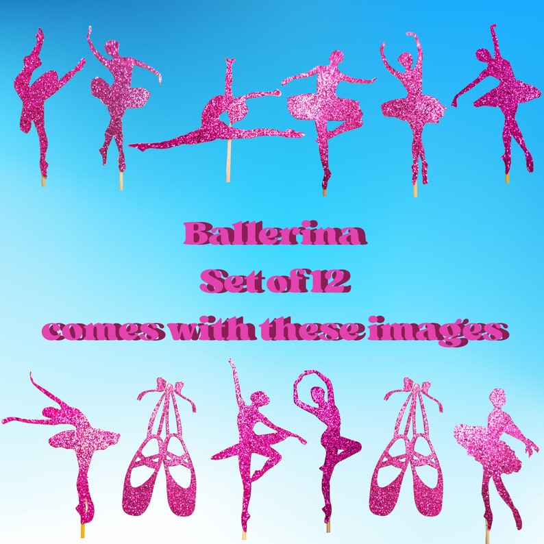Glitter Ballerina Cupcake Toppers | Ballet Birthday Cupcake Topper ...