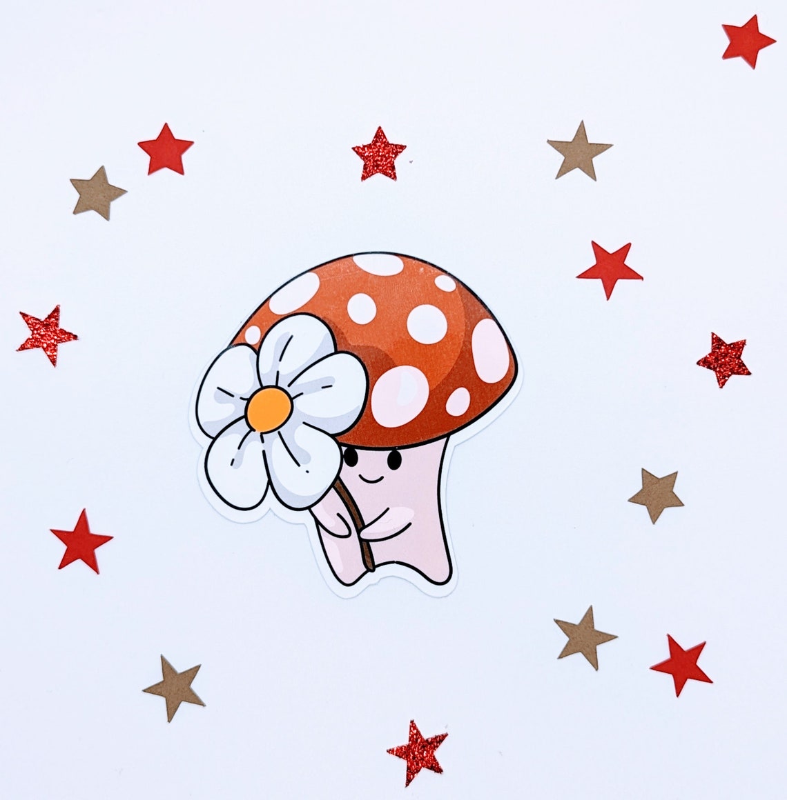 Cute Kawaii Mushroom Vinyl Sticker Vinyl Sticker Mushroom Etsy