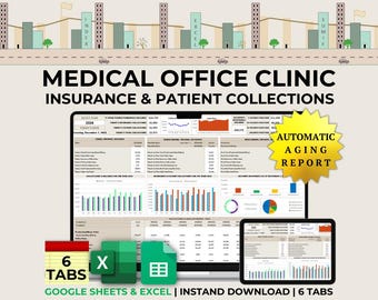 Medical Office Template Medical Office Clinic Excel Doctor Office Tracker Insurance Patient Cash Collection Spreadsheet Healthcare Practice