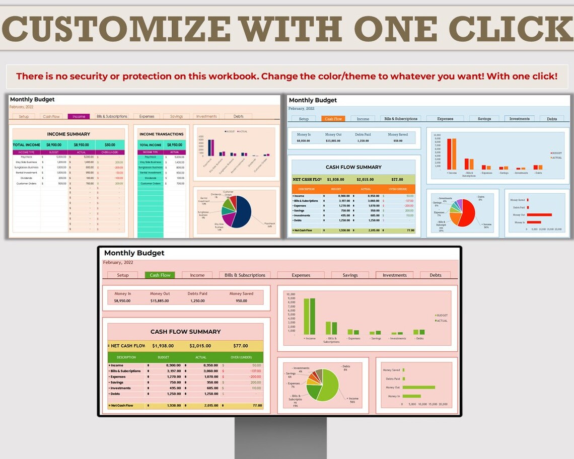 Monthly Budget Spreadsheet, Microsoft Excel Budget Template,