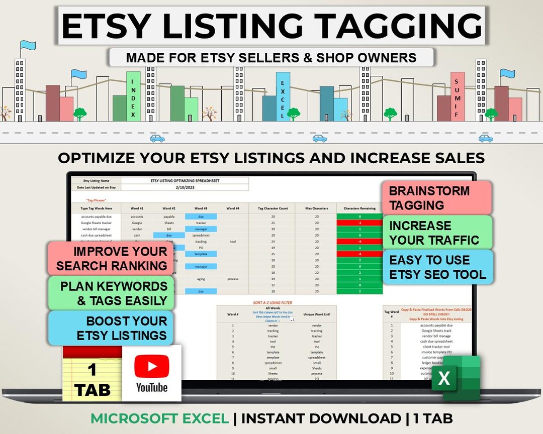Etsy Keyword Spreadsheet Etsy Tag Planner for Etsy SEO Tips for Best