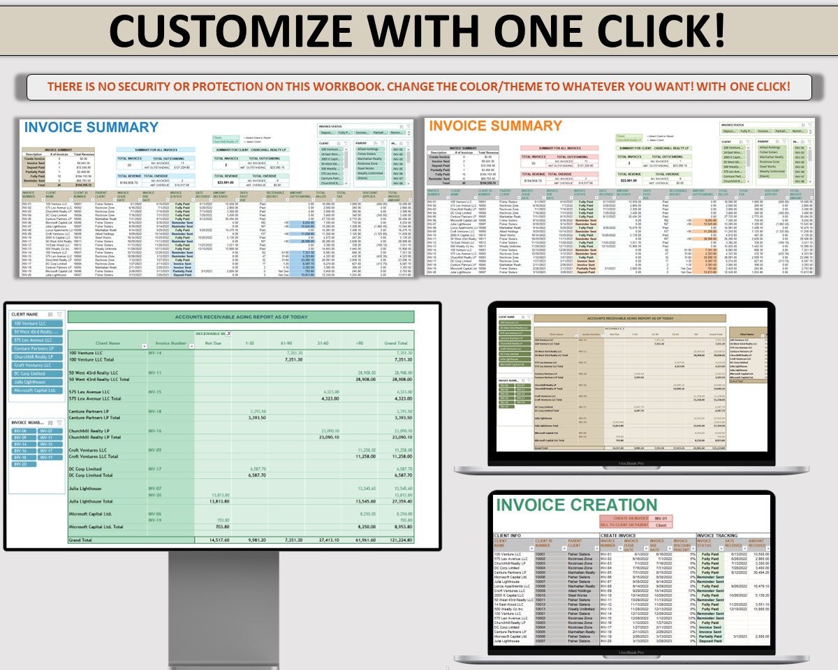 Excel Receivables, Invoicing, & Billing Management, Invoice Tracker