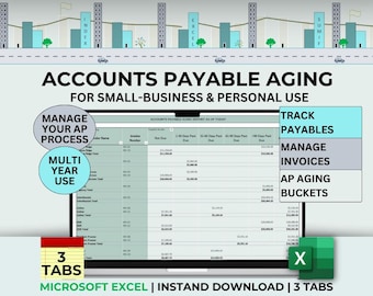 Accounts Payable Manager Excel Invoice Tracker Dashboard Small Business Spreadsheet Google Sheet AP Aging Schedule Bill Due Client Template