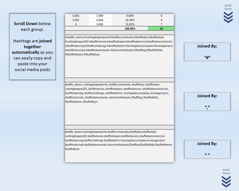 Social Media Excel Hashtag Planner Excel Template Keyword Manager List