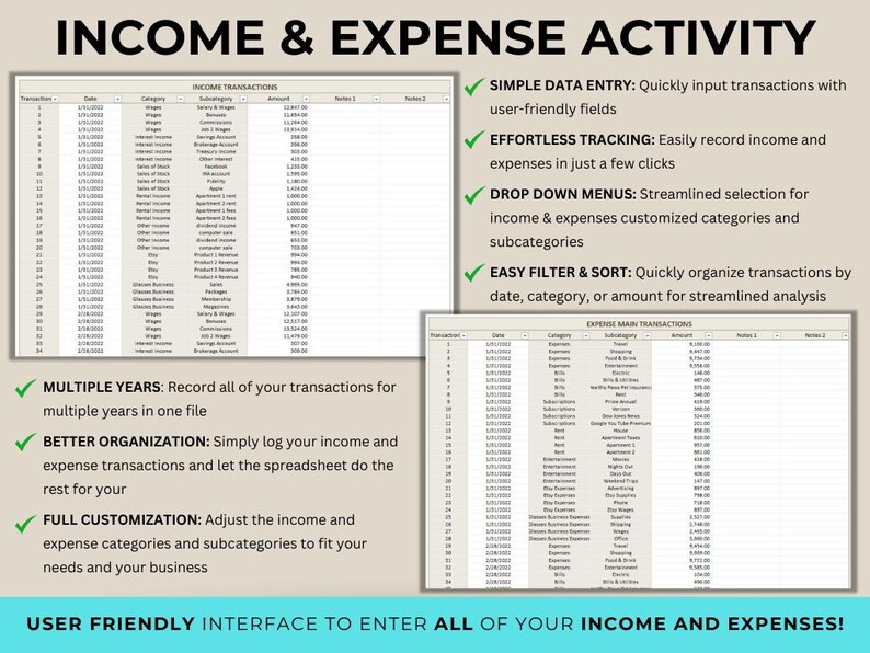Income Expense Google Sheet Small Business Tracker Monthly Expense ...