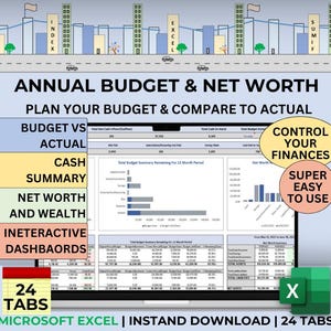 Annual Budget Spreadsheet Excel Monthly Template Financial Planner Excel Net Wealth Finance Tracker Budget Actual Comparison Asset Liability