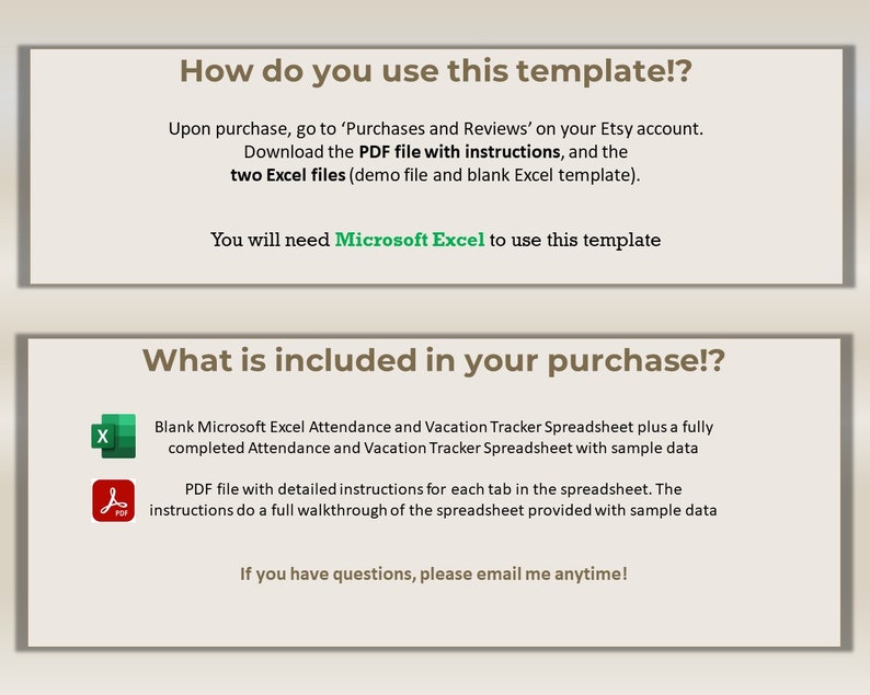 2024/2025 Employee Absence Excel Time off Spreadsheet Staff PTO Tracker