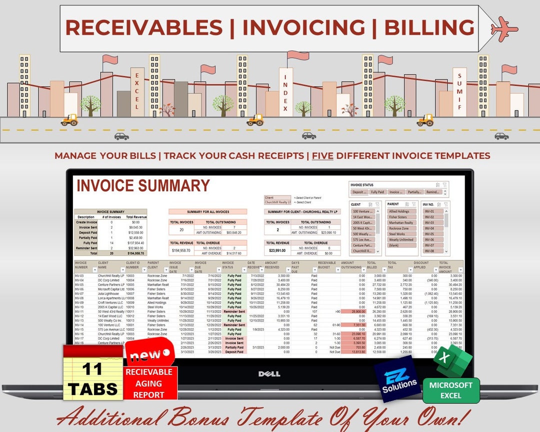 Excel Receivables, Invoicing, & Billing Management, Invoice Tracker