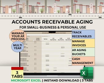 Accounts Receivable Aging Report Dashboard Excel Tracker Accounts Payable Chart Small Business Spreadsheet Tracker AR Invoice Cash Receipts