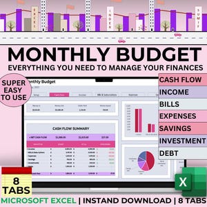 Monthly Budget Annual Budget Planner Dashboard Excel Paycheck Budget Biweekly Financial Planner Bill Calendar Debt Tracker Finance Savings