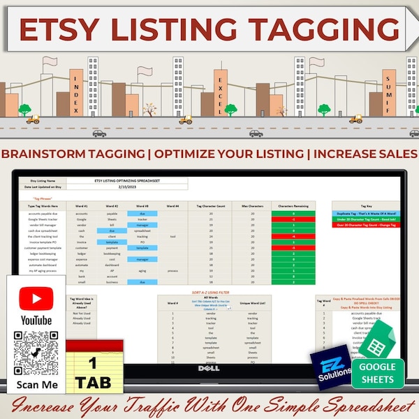 Etsy Tag Optimization Google Template, Tag Maker and Generator for Etsy Sellers, Etsy Keyword Tool, SEO Etsy, Tag Tool For Etsy Sellers