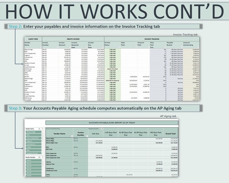 Accounts Payable Manager Excel Invoice Tracker Dashboard Small Business
