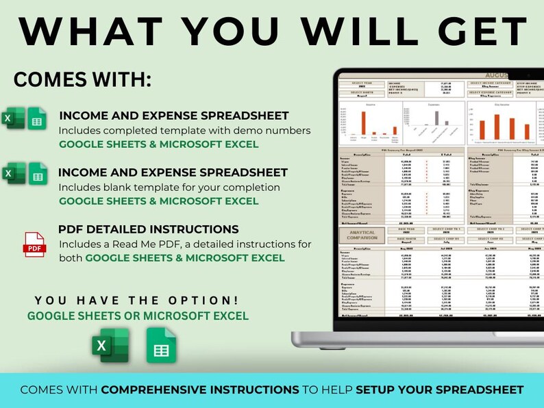 Profit and Loss Template Excel Monthly and Annual Dashboard Tracker ...