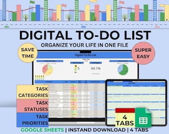 Google Sheets To-Do List | Task Tracker & Monthly Goals (Digital Download)