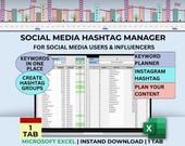 Social Media Excel Hashtag Planner Excel Template Keyword Manager List Content Planner Excel Facebook Social Calendar Instagram Post