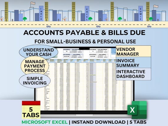Invoice Tracker Excel Payment Manager Small Business Template Payment Spreadsheet for Client Bill Outstanding Vendor Management Dashboard