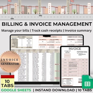 Invoice Generator Bill Payment Manager with Automated Invoice Template for Small Business Accounts Receivable Tracker Google Sheet Receipts