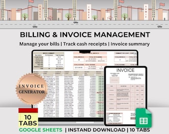 Invoice Generator Bill Payment Manager with Automated Invoice Template for Small Business Accounts Receivable Tracker Google Sheet Receipts