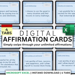 Tarjetas de Afirmación Digital Imprimibles y Digitales Ilimitadas Tarjetas de Afirmación para Mindfulness Tarjetas de Afirmación Tarjetas de Manifestación Diaria