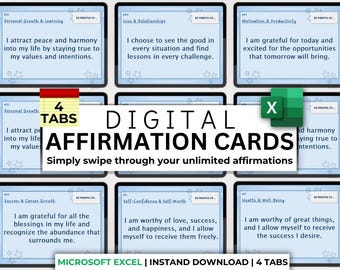 Digital Affirmation Cards Printable & Digital Unlimited Affirmation Cards For Mindfulness Affirmation Flashcards Daily Manifestation Cards
