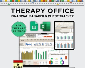 Therapy Practice Spreadsheet, Therapist Billing and Client Tracker, Insurance Claims and AR Aging, Private Practice Excel & Google Sheets