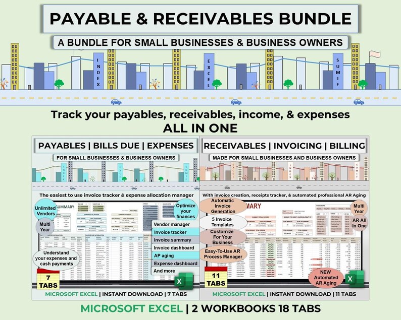 Small Business Accounting Bundle Bookkeeping Revenue and Expense