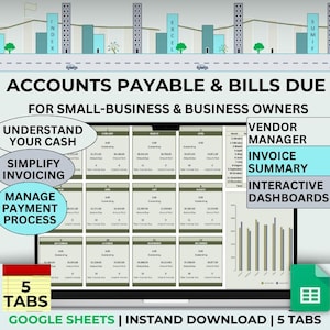 Accounts Payable Tracker Bills Due Google Sheet Invoice Template Cash Payment and Expense Manager for Small Business Vendor Client Template