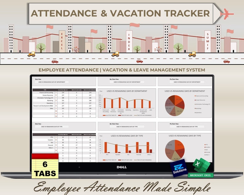 Employee Vacation Timeoff Leave Tracker and Manager Excel Workbook