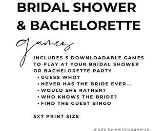 Bridal Shower & Bachelorette Game Bundle - 5 Games - Minimalist