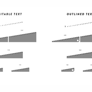 Pu&ograve; includere: Un set di righelli grigi di diverse lunghezze e marcature. I righelli sono etichettati con numeri da 1 a 30. Il testo "EDITABLE TEXT" e "OUTLINED TEXT" &egrave; visualizzato sopra i righelli.