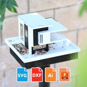 Modern Style Bird Feeder - DIY Laser Cutting Files - SVG, Ai, DXF - 2.5mm, 3mm, 4mm, 5mm, & 6mm Thickness