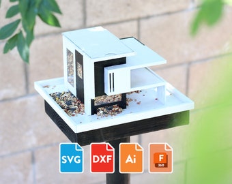 Modern Style Bird Feeder - DIY Laser Cutting Files - SVG, Ai, DXF - 2.5mm, 3mm, 4mm, 5mm, & 6mm Thickness