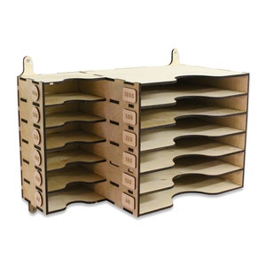 Sand Paper Shelf Storage Box. 2.5mm, 1/8&quot;, 3mm, 3.6, 4mm, 4.5, 5mm, 1/4 in, 6mm. Laser Cut Digital Files SVG, DXF, Adobe .Ai, Fusion .f3d