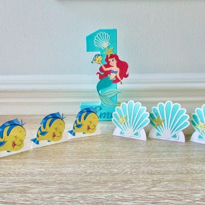 Little Mermaid Birthday Decor, Ariel, Flounder, Seashell Table Decor, Photo Prop