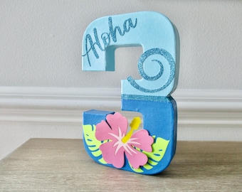 8 in. &quot;Moana&quot; Inspired Birthday Photo Prop, &quot;Moana&quot; Inspired Birthday Decorations, Hawaiian Birthday, Tropical Birthday, Pink, Green