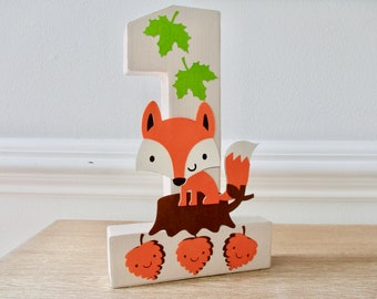 Woodlands Birthday Party Decorations,  Woodlands Birthday Photo Prop, Fox Birthday Centerpiece, Photo Prop Number 1, Green, Orange