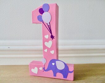 8 in. Elephant Birthday Photo Prop, One Elephant Birthday, Circus Birthday Centerpiece, 1st Birthday, Elephant, Pink, Purple