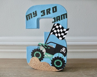 Monster Truck Birthday Decorations,My 3rd Jam, Centerpiece, Photo Prop