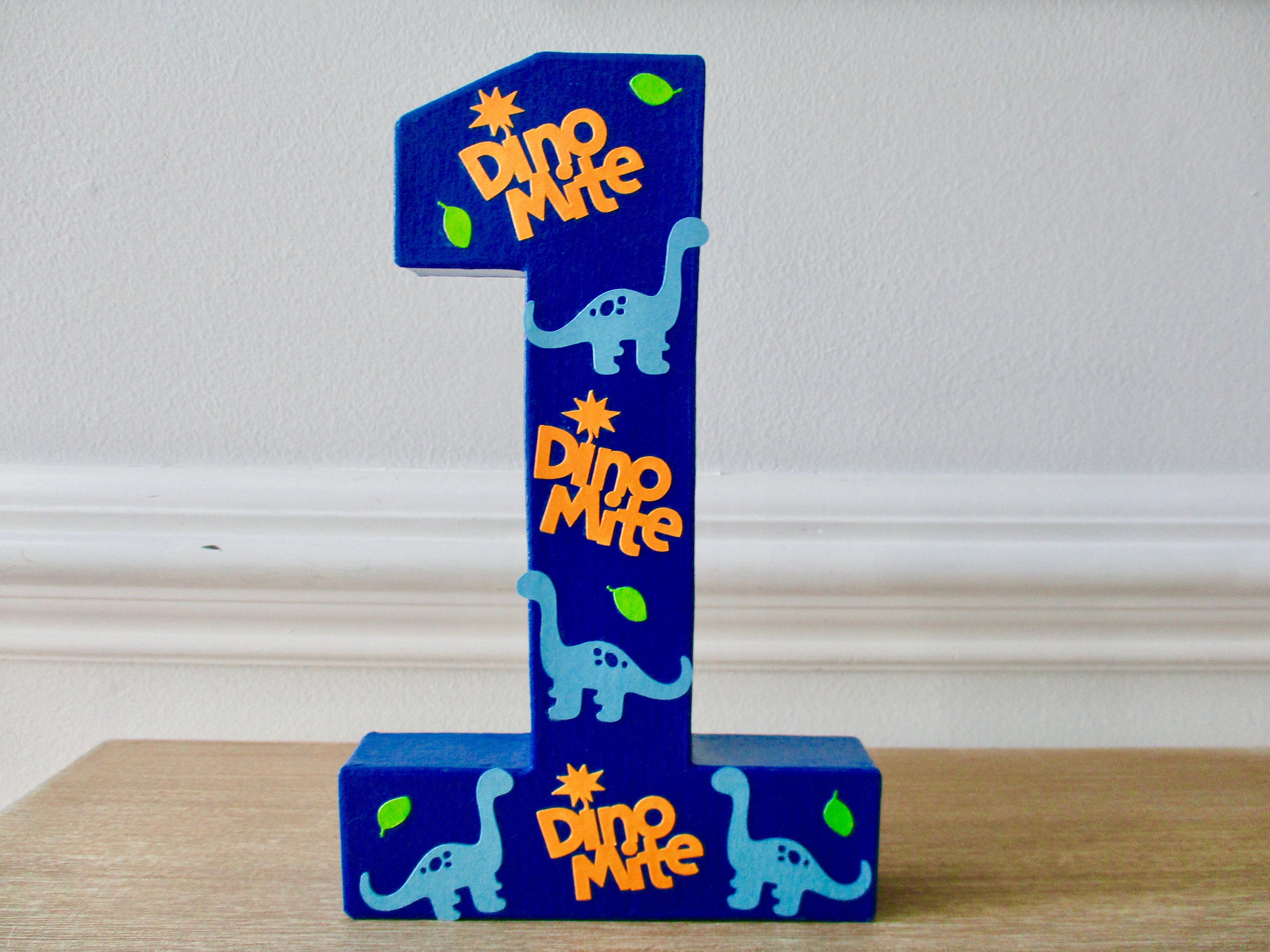 8 in Dinosaur Birthday Photo Prop Dino Mite Birthday Dinosaur Birthday Centerpiece Boys 1st Birthday Dinosaur Green Blue